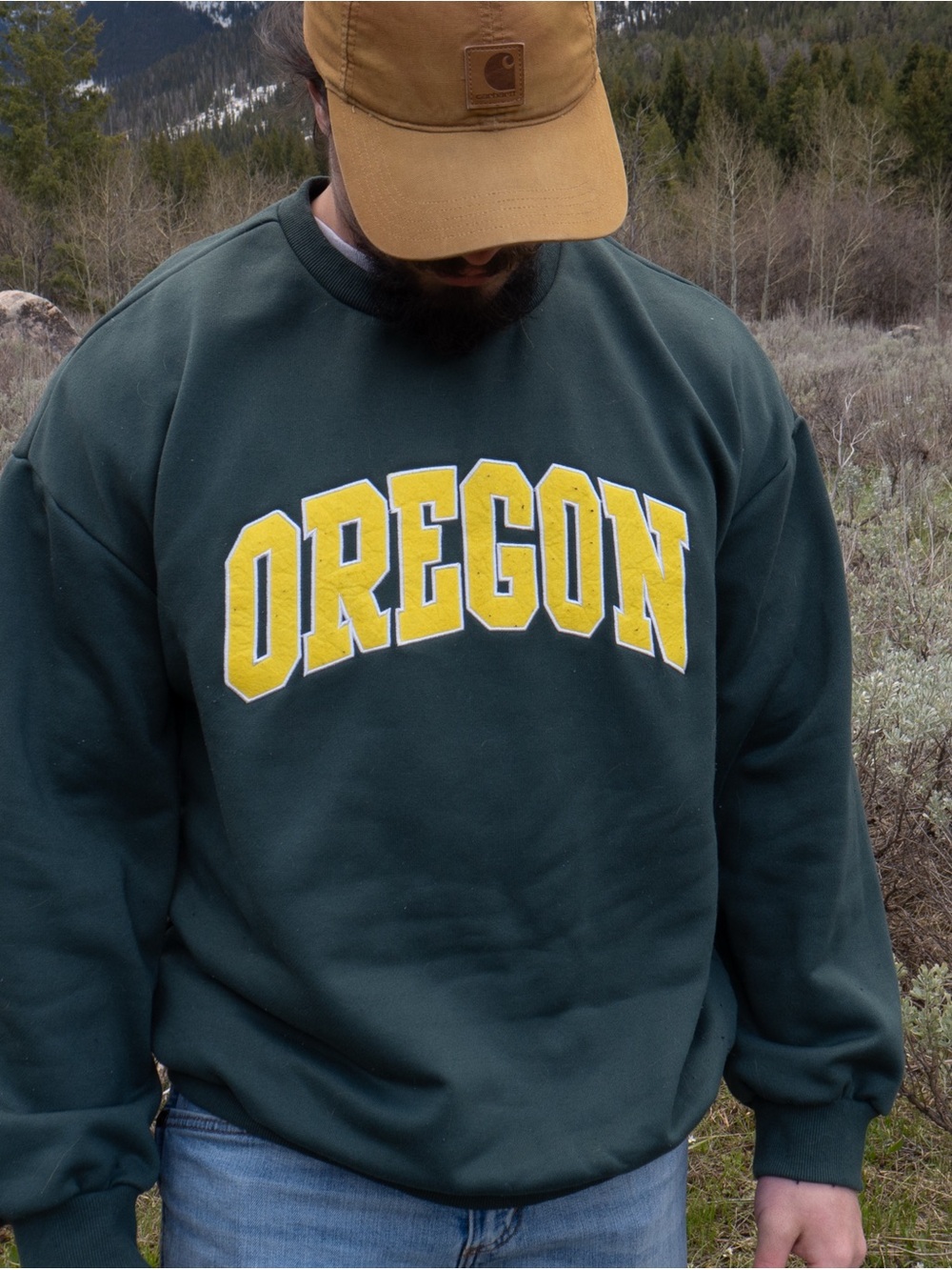 Oregon Arch Logo Crewneck Sweater - Dark Green